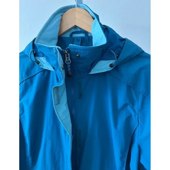 L.L. Bean Jacket S Reg Waterproof Hooded Rain Teal Blue Hiking Travel Gorpcore - Picture 14 of 15